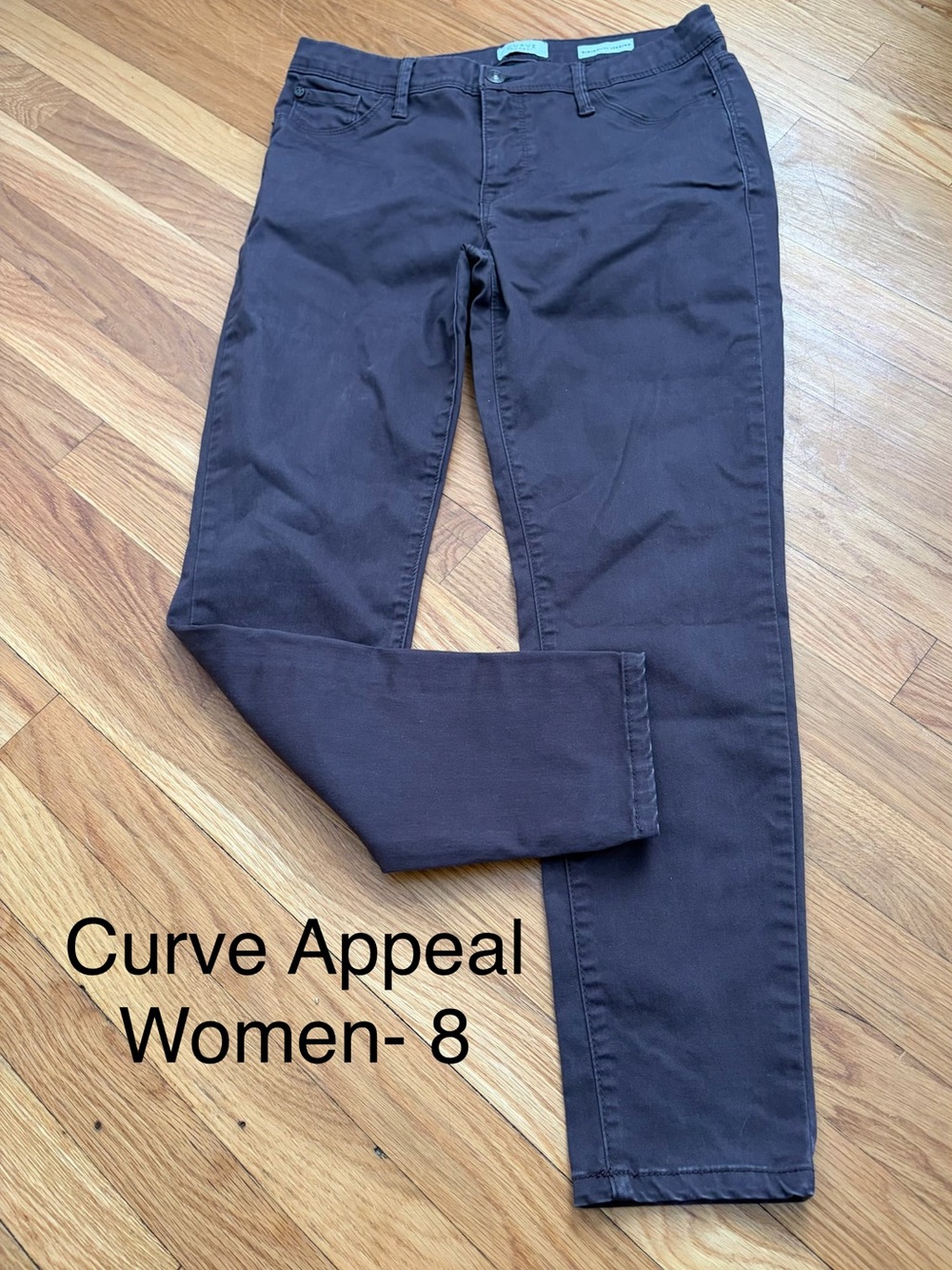 Curve Appeal Women's Slim Pants in Deep Brown